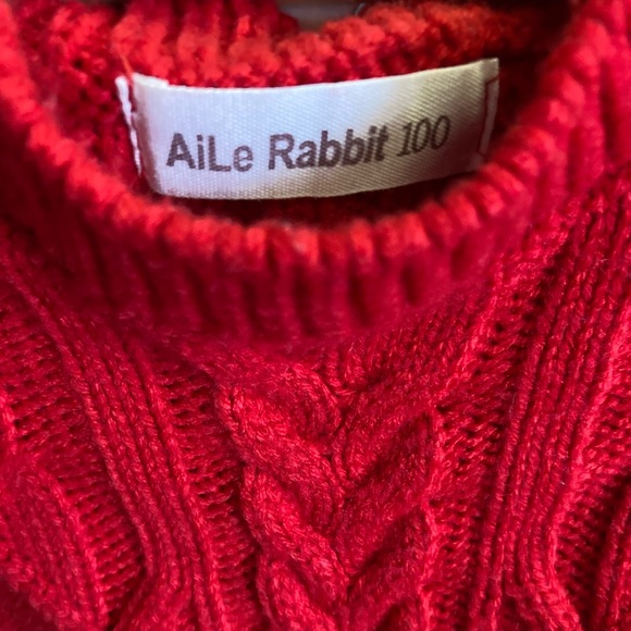 AiLe Rabbit 100 Red Baby Dress Cable Knit Sweater ~Size 12 Months Holiday (h) - Picture 2 of 9